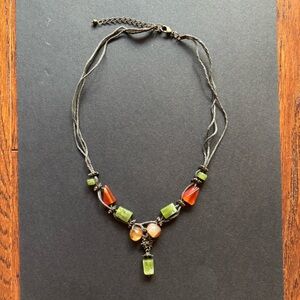 Multicolor Glass Bead Necklace - 16IN
